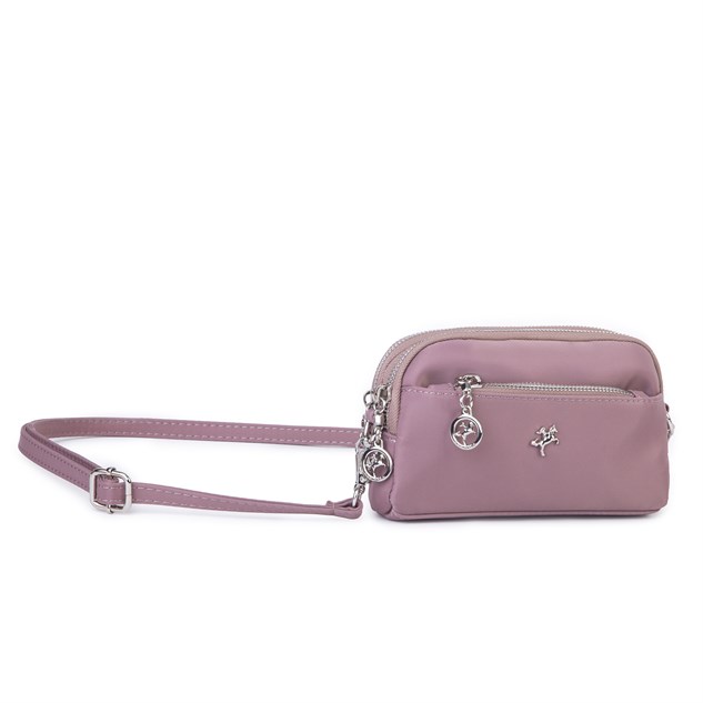 Nas Bag Kadın Mini Spor Şık Günlük Postacı Çapraz Çanta (en 18 cm , boy 10 cm ) Pudra