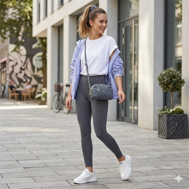 Nas Bag Kadın Mini Spor Şık Günlük Postacı Çapraz Çanta (en 18 cm , boy 10 cm ) Gri