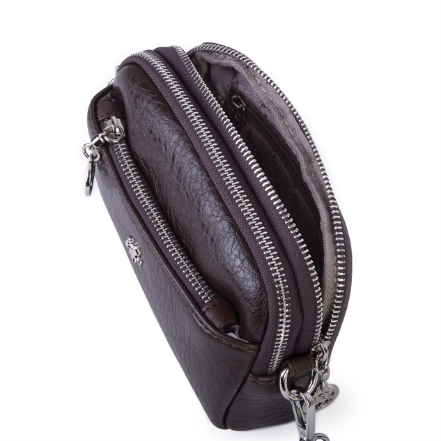 Nas Bag Kadın Mini Spor Şık Günlük Postacı Çapraz Çanta (en 18 cm , boy 10 cm ) Kahve Victoria