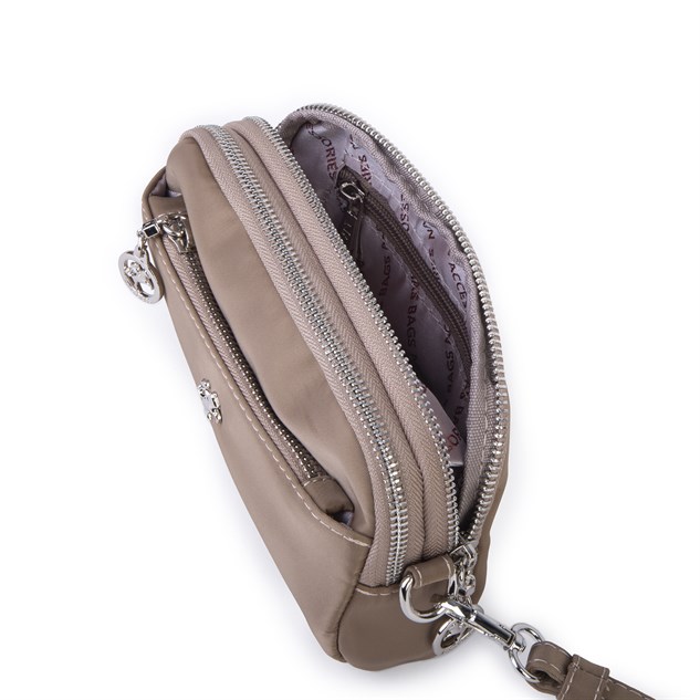 Nas Bag Kadın Mini Spor Şık Günlük Postacı Çapraz Çanta (en 18 cm , boy 10 cm ) Vizon