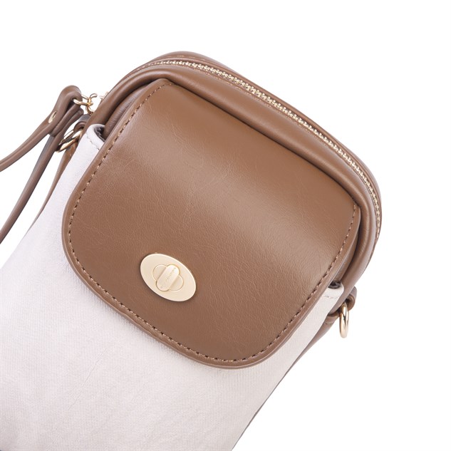 Nas Bag Kadın Mini Telefonluk Çapraz Çanta (en 10 cm , boy 16 cm) Kahverengi