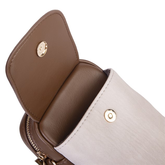 Nas Bag Kadın Mini Telefonluk Çapraz Çanta (en 10 cm , boy 16 cm) Kahverengi