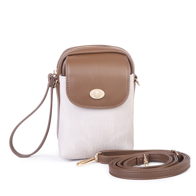 Nas Bag Kadın Mini Telefonluk Çapraz Çanta (en 10 cm , boy 16 cm) Kahverengi