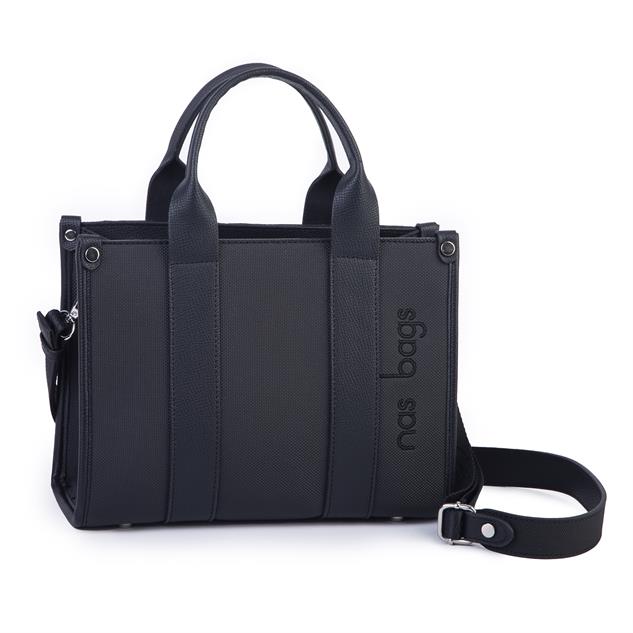 Nas Bag Kadın Mini Tote Suni Deri El ve Omuz Çantası Siyah Lacst