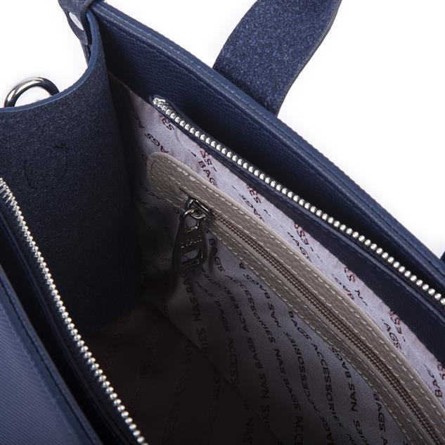 Nas Bag Kadın Mini Tote Suni Deri El ve Omuz Çantası Lacivert Lacst