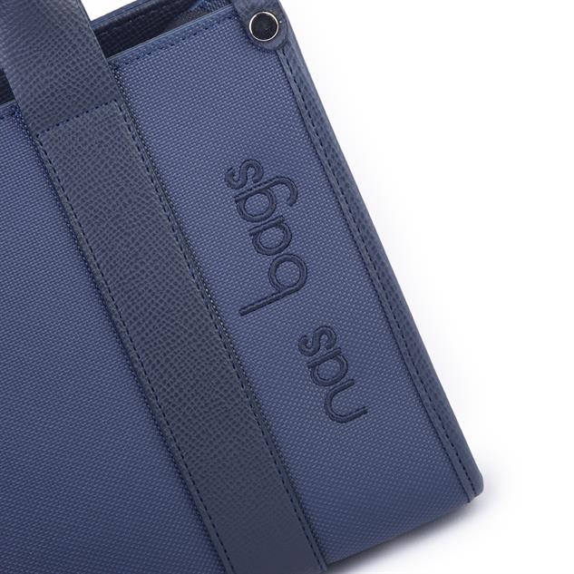Nas Bag Kadın Mini Tote Suni Deri El ve Omuz Çantası Lacivert Lacst