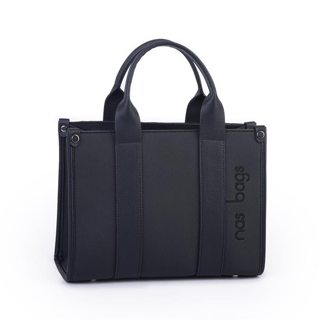 Nas Bag Kadın Mini Tote Suni Deri El ve Omuz Çantası Siyah Lacst