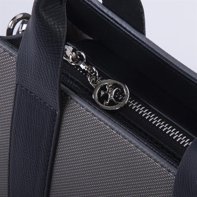 Nas Bag Kadın Mini Tote Suni Deri El ve Omuz Çantası Gri Siyah Lacst