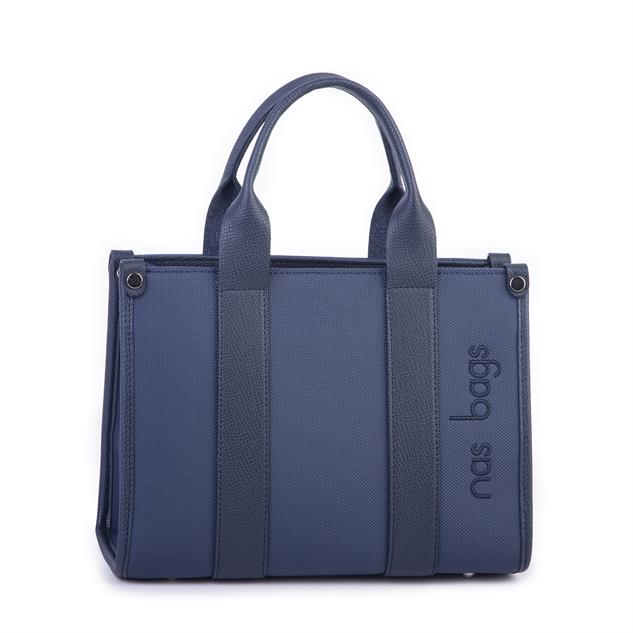 Nas Bag Kadın Mini Tote Suni Deri El ve Omuz Çantası Lacivert Lacst