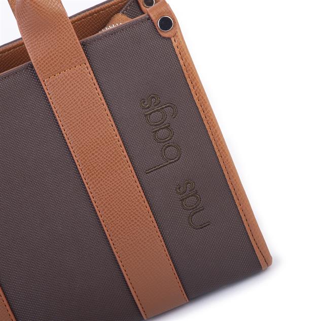 Nas Bag Kadın Mini Tote Suni Deri El ve Omuz Çantası Kahve Taba  Lacst