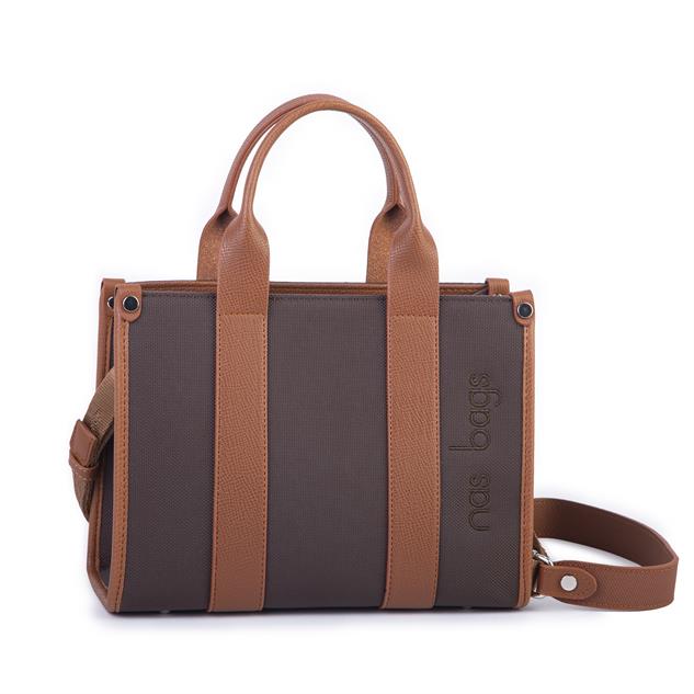 Nas Bag Kadın Mini Tote Suni Deri El ve Omuz Çantası Kahve Taba  Lacst