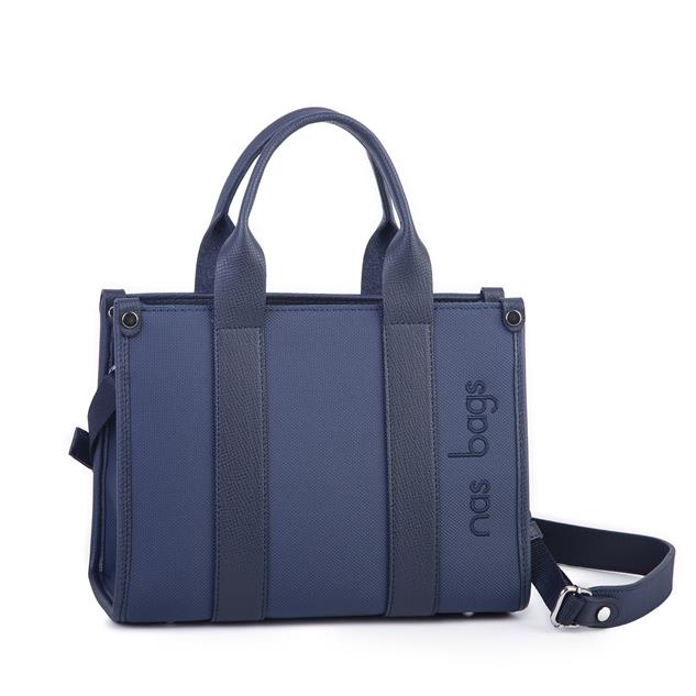 Nas Bag Kadın Mini Tote Suni Deri El ve Omuz Çantası Lacivert Lacst