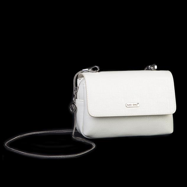 Nas Bag Kadın Mini Zincirli Omuz ve Çapraz  Çanta Krem ( 19x10 cm )