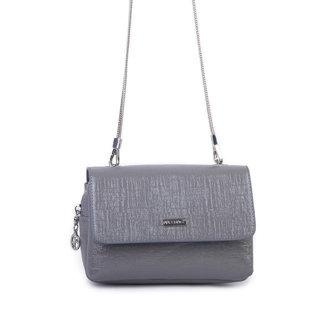 Nas Bag Kadın Mini Zincirli Omuz ve Çapraz  Çanta Gri