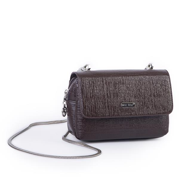Nas Bag Kadın Mini Zincirli Omuz ve Çapraz  Çanta Kahve ( 19x10 cm )