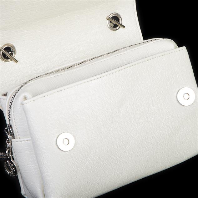 Nas Bag Kadın Mini Zincirli Omuz ve Çapraz  Çanta Krem ( 19x10 cm )