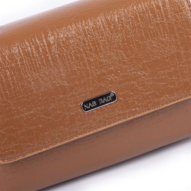 Nas Bag Kadın Mini Zincirli Omuz ve Çapraz  Çanta Taba ( 19x10 cm )