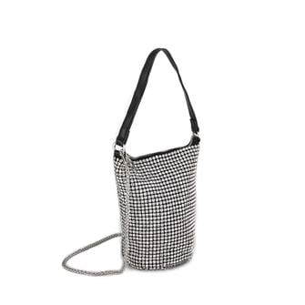 Nas Bag Kadın Çapraz  Çanta  Black White Diamond Siyah Taşlı Çanta