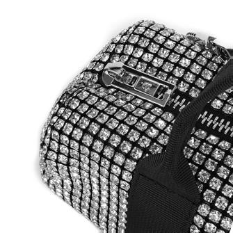 Nas Bag Kadın Çapraz  Çanta  Black White Diamond Siyah Gümüş Taşlı Yatay Çanta