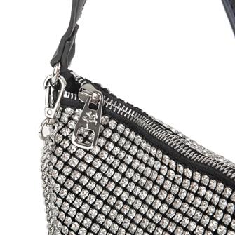 Nas Bag Kadın Çapraz  Çanta  Black White Diamond Siyah Taşlı Çanta