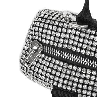 Nas Bag Kadın Çapraz  Çanta  Black White Diamond Siyah Gümüş Taşlı Yatay Çanta