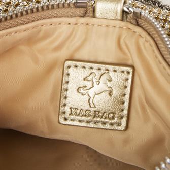 Nas Bag Kadın Çapraz  Çantası Gold Diamond Altın Taşlı Şık Çift  Askılı Üçgen Çanta