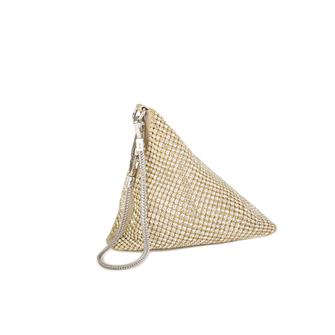 Nas Bag Kadın Çapraz  Çantası Gold Diamond Altın Taşlı Şık Çift  Askılı Üçgen Çanta