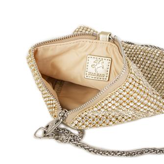 Nas Bag Kadın Çapraz  Çantası Gold Diamond Altın Taşlı Şık Çift  Askılı Üçgen Çanta