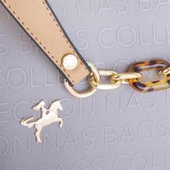 Nas Bag Kadin Omuz Çantası Gri Camel Gofraj