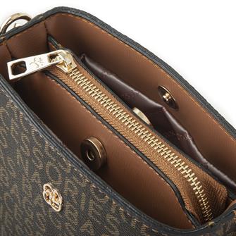 Nas Bag Kadın Mini Omuz ve Çapraz Çantası Kahve Taba Yazılı(en;19 cm , boy;19 cm)