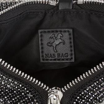Nas Bag Kadın Çapraz Çanta Siyah White Diamond Siyah Taşlı Şık  Askılı Üçgen Çanta