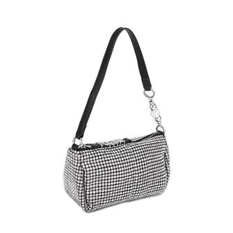 Nas Bag Kadın Çapraz Çanta  Siyah White Diamond Siyah Taşlı Şık  Askılı Çanta-a978