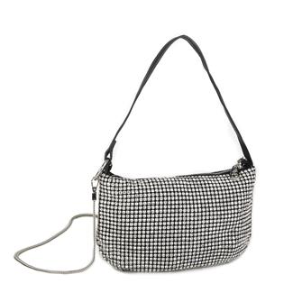 Nas Bag Kadın Çapraz  Çanta  Siyah White Diamond Beyaz Taşlı Ayarlanabilir Askılı