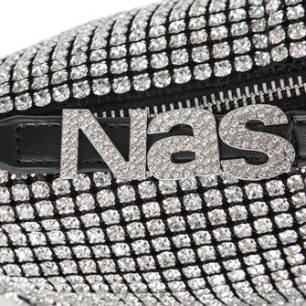 Nas Bag Kadın Çapraz Çanta  Siyah White Diamond Siyah Taşlı Şık  Askılı Çanta-a978