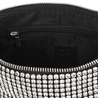 Nas Bag Kadın Çapraz  Çanta  Siyah White Diamond Beyaz Taşlı Ayarlanabilir Askılı