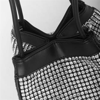 Nas Bag Kadın Çapraz  Çantası Siyah White Diamond Beyaz Elmas Taşlı Ayarlanabilir Askılı