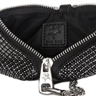 Nas Bag Kadın Çapraz Çanta Siyah White Diamond Siyah Taşlı Şık  Askılı Üçgen Çanta