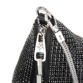 Nas Bag Kadın Çapraz Çanta Siyah White Diamond Siyah Taşlı Şık  Askılı Üçgen Çanta