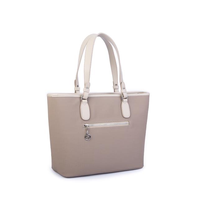 Nas Bag Kadın Omuz Çantası Spor Şık Ayarlanabilir Omuz Askılı Vizon Lacst (33x27x12 cm )
