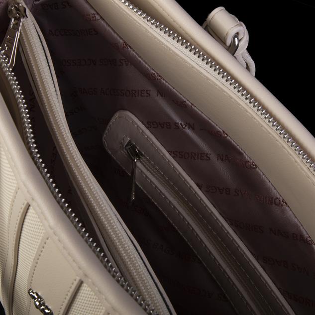 Nas Bag Kadın Omuz Çantası Spor Şık Ayarlanabilir Omuz Askılı  Krem  Lacst (33x27x12 cm )