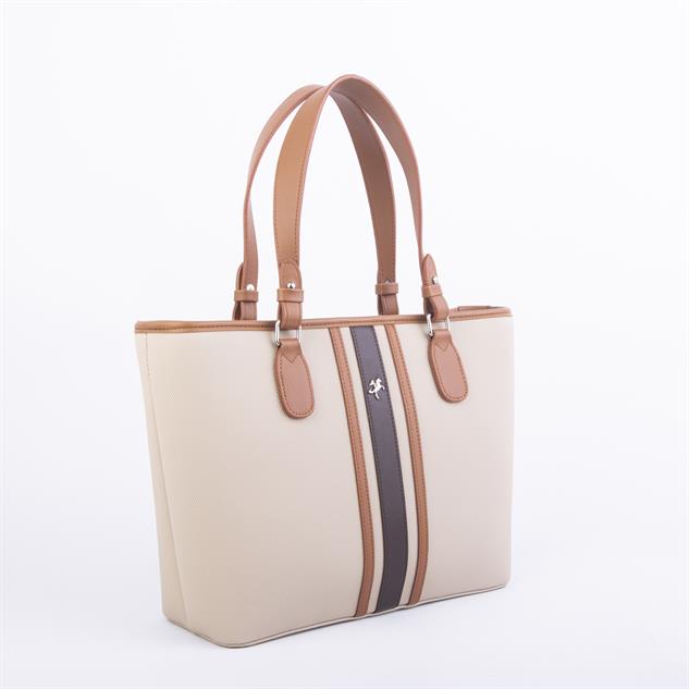Nas Bag Kadın Omuz Çantası Spor Şık Ayarlanabilir Omuz Askılı Vizon Taba Kahve Lacst (33x27x12 cm )