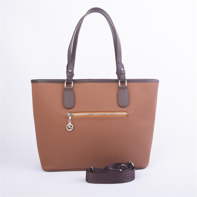 Nas Bag Kadın Omuz Çantası Spor Şık Ayarlanabilir Omuz Askılı Taba Kahve Kum Lacst (33x27x12 cm )