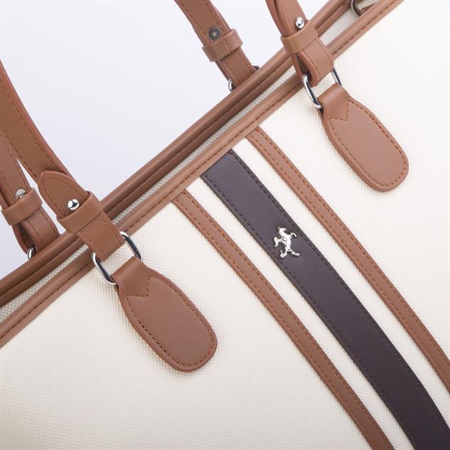 Nas Bag Kadın Omuz Çantası Spor Şık Ayarlanabilir Omuz Askılı Krem Taba Kahve Lacst (33x27x12 cm )