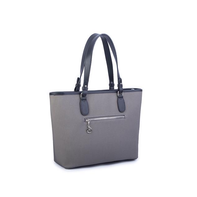 Nas Bag Kadın Omuz Çantası Spor Şık Ayarlanabilir Omuz Askılı  Gri Lacste  (33x27x12 cm )