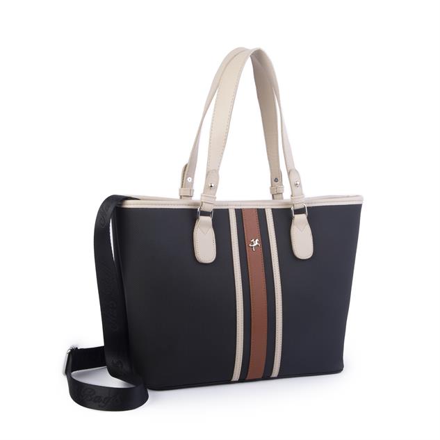Nas Bag Kadın Omuz Çantası Spor Şık Ayarlanabilir Omuz Askılı  Siyah Kum Lacste (33x27x12 cm )