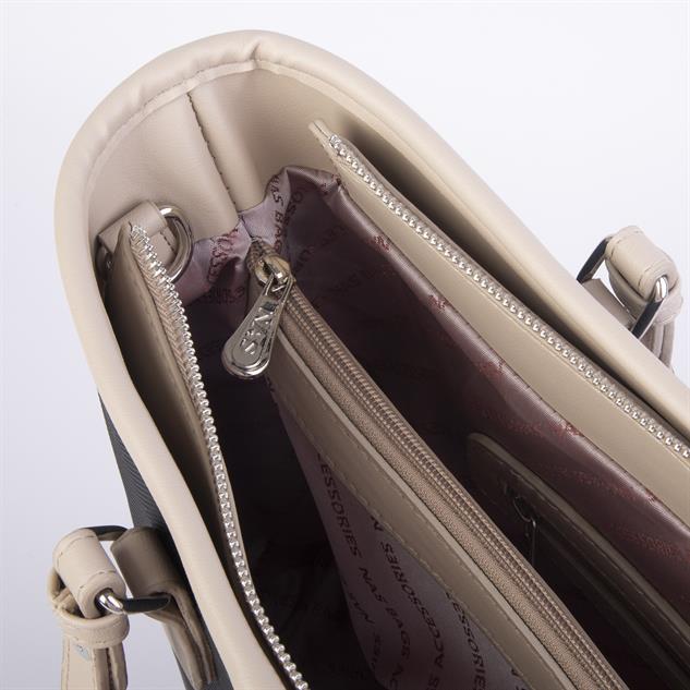 Nas Bag Kadın Omuz Çantası Spor Şık Ayarlanabilir Omuz Askılı  Siyah Kum Lacste (33x27x12 cm )