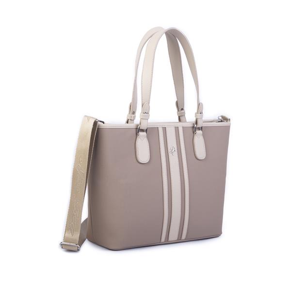 Nas Bag Kadın Omuz Çantası Spor Şık Ayarlanabilir Omuz Askılı Vizon Lacst (33x27x12 cm )