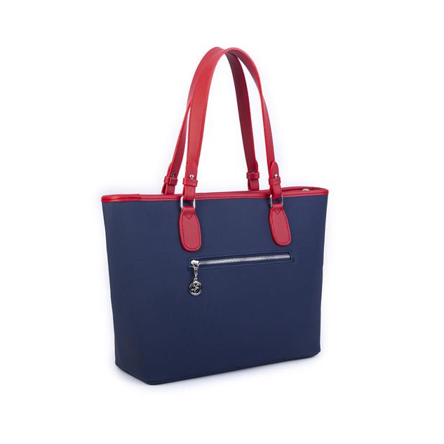 Nas Bag Kadın Omuz Çantası Spor Şık Ayarlanabilir Omuz Askılı Kırmızı Laci Beyaz Lacst (33x27x12 cm )