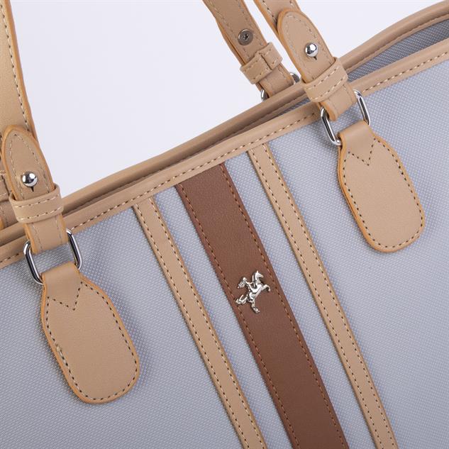 Nas Bag Kadın Omuz Çantası Spor Şık Ayarlanabilir Omuz Askılı  Açık Gri Camel Lacst (33x27x12 cm )