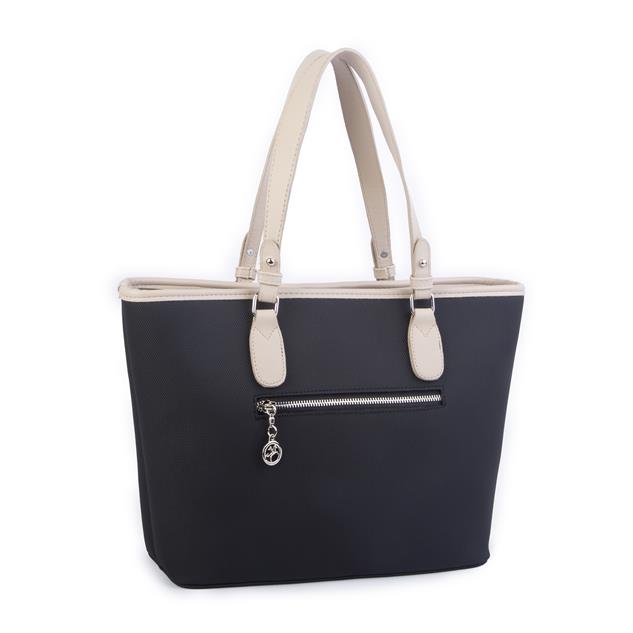 Nas Bag Kadın Omuz Çantası Spor Şık Ayarlanabilir Omuz Askılı  Siyah Kum Lacste (33x27x12 cm )